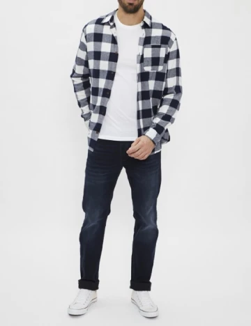 Camasa Jack&Jones, bleumarin/alb