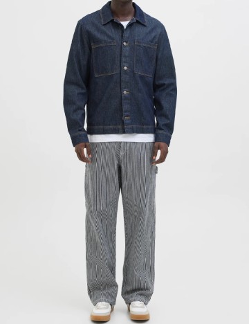 Pantaloni Jack&Jones, bleumarin/alb