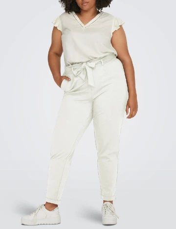 Pantaloni Only Carmakoma, alb