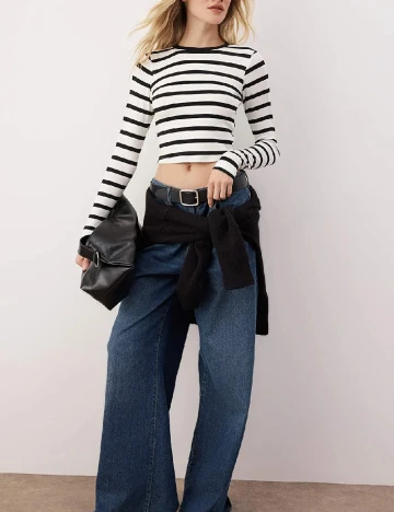 Bluza TRENDYOL, negru/alb Negru