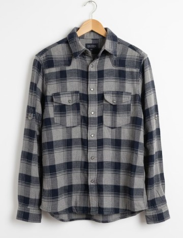 
						Camasa Zara, gri/bleumarin