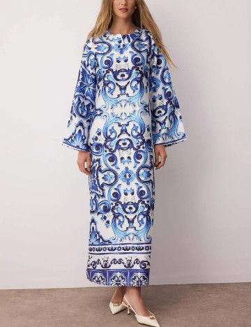 
						Rochie lunga TRENDYOL, albastru/alb