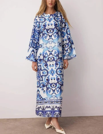 Rochie lunga TRENDYOL, albastru/alb