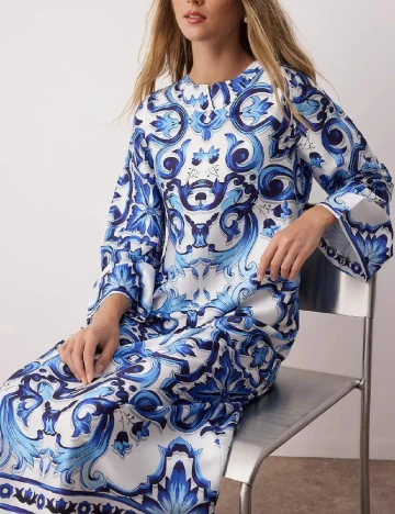 Rochie lunga TRENDYOL, albastru/alb