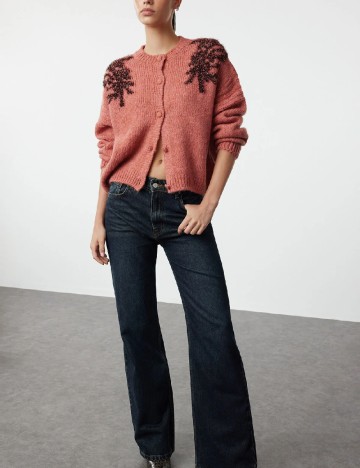 Cardigan TRENDYOL, roz pudra