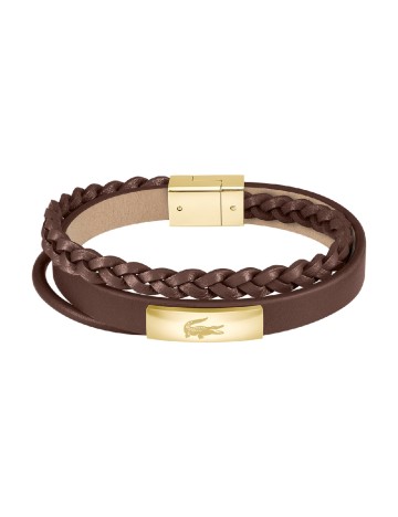 
						Bratara Lacoste, maro/auriu