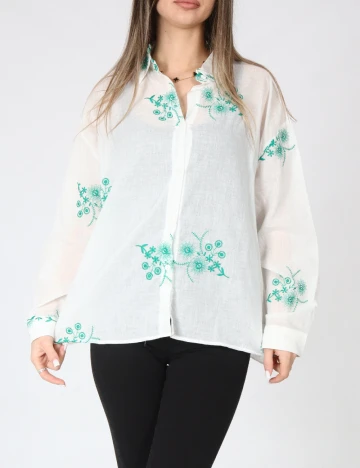 Camasa Answear LAB, alb/verde