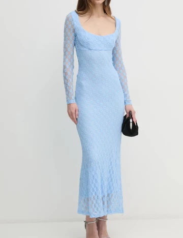 Rochie lunga Bardot, albastru