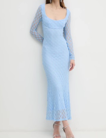 Rochie lunga Bardot, albastru