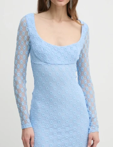 Rochie lunga Bardot, albastru