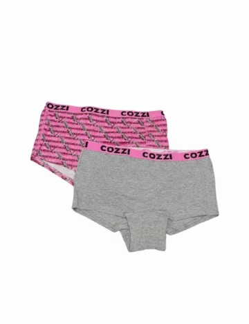 
						Set Boxeri 2 perechi Cozzi, gri/roz