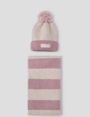 
						Set caciula si fular Mayoral, roz/crem