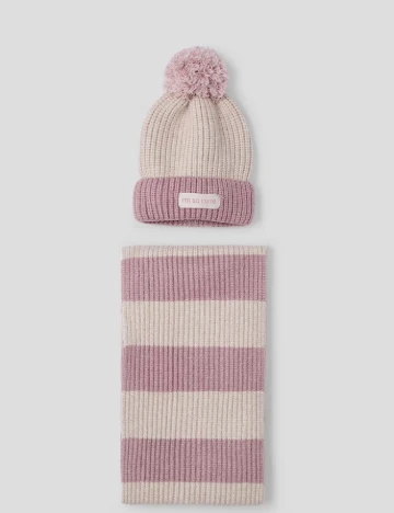 Set caciula si fular Mayoral, roz/crem