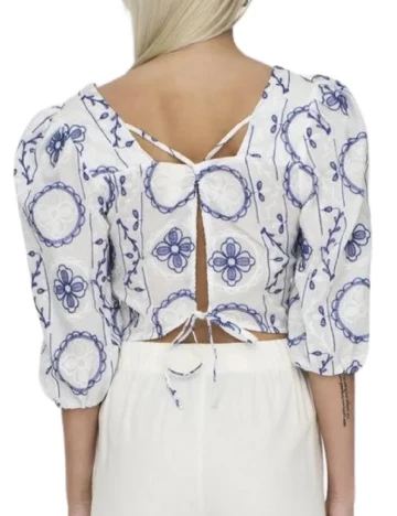 Bluza Only, alb/albastru