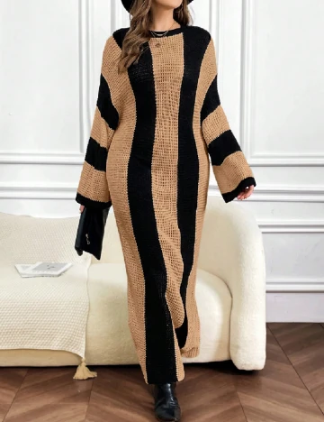 Rochie lunga SHEIN CURVE, negru/maro