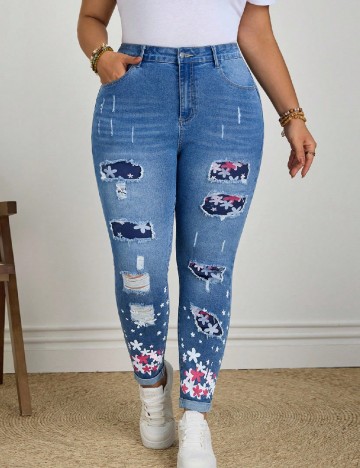 
						Blugi SHEIN CURVE, albastru