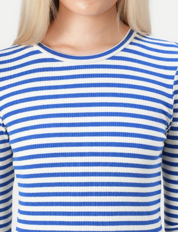 Bluza Jacqueline de Yong, albastru/alb