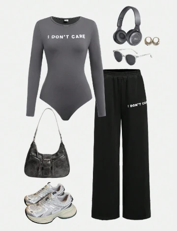 Compleu Shein Kids, gri/negru