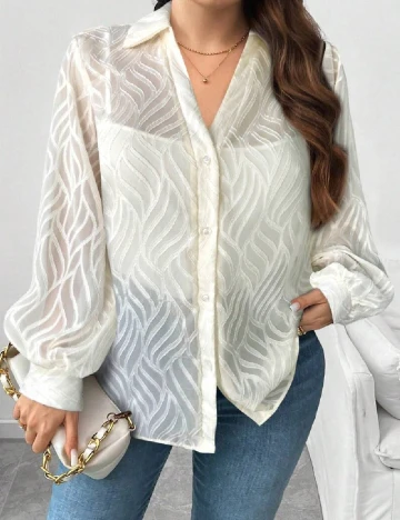 Camasa SHEIN CURVE, ecru