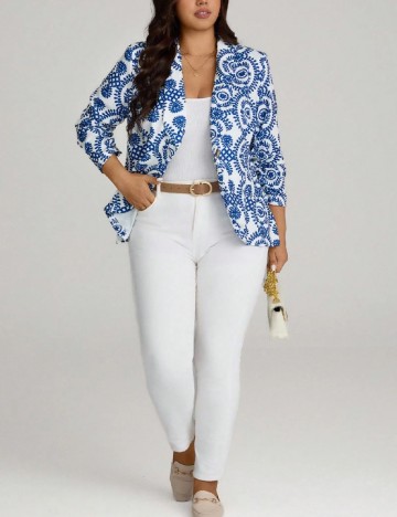 
						Sacou SHEIN CURVE, albastru/alb