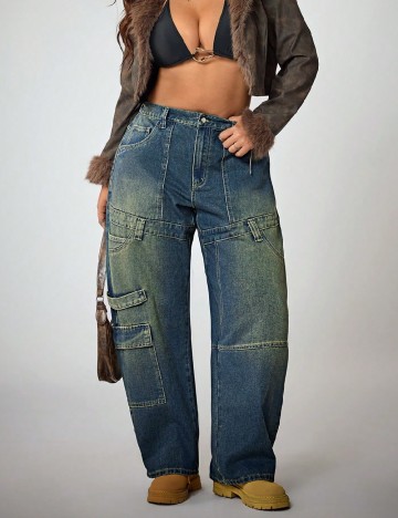 
						Blugi SHEIN CURVE, albastru