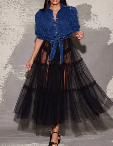 Jacheta SHEIN, albastru/negru