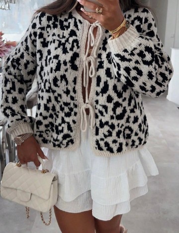 
						Cardigan SHEIN, alb/negru