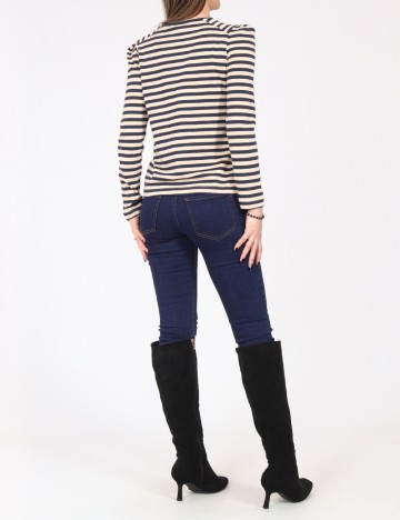 Bluza Zara, crem/bleumarin