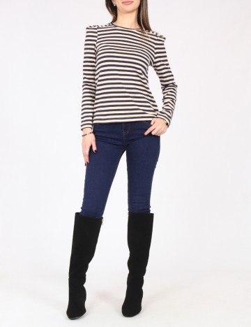 Bluza Zara, crem/bleumarin