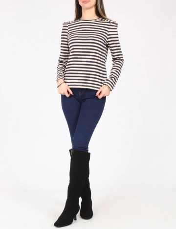 Bluza Zara, crem/bleumarin