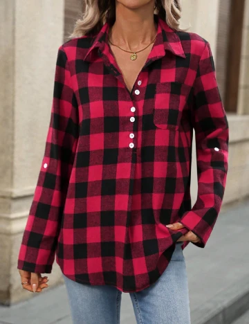 Camasa Emery Rose, rosu/negru