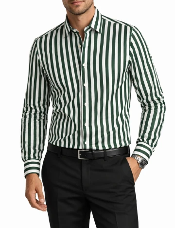 Camasa Zara, verde/alb