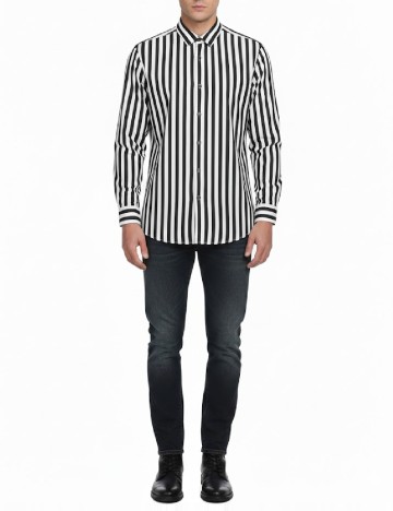 
						Camasa Zara, alb/negru