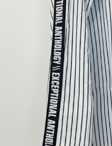 Camasa Oversize Zara, alb/gri inchis