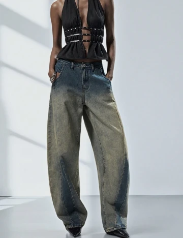 Blugi SHEIN, bleumarin/bej