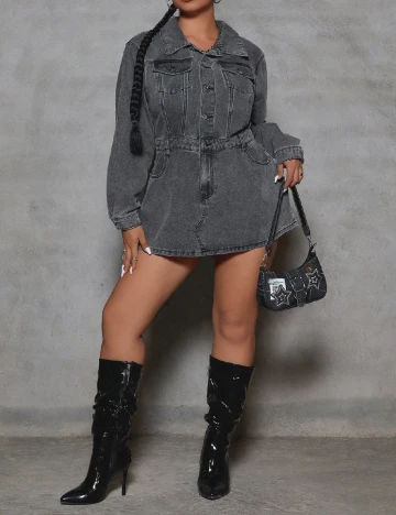 Rochie scurta SHEIN CURVE, gri