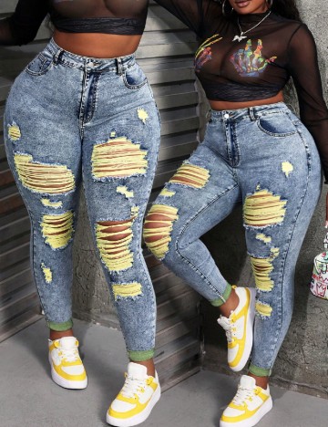 
						Blugi SHEIN CURVE, albastru