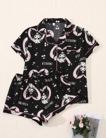 
						Pijama SHEIN, roz/negru