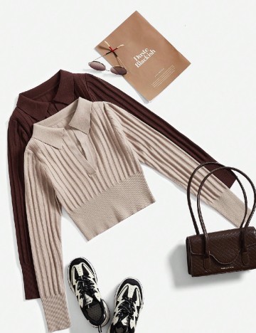 
						Set bluze 2 bucati SHEIN, maro/bej