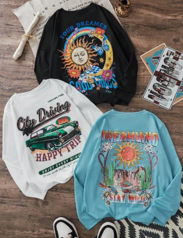 Set bluze 3 bucati Shein Kids, mix culori