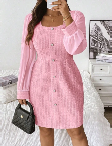 Rochie scurta SHEIN CURVE, roz