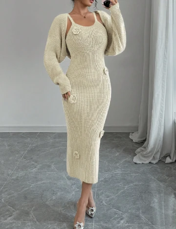 Set Rochie si Cardigan SHEIN, crem