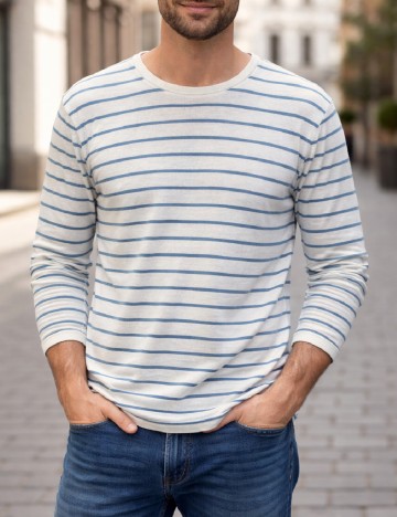 
						Bluza Pull&Bear, alb/albastru