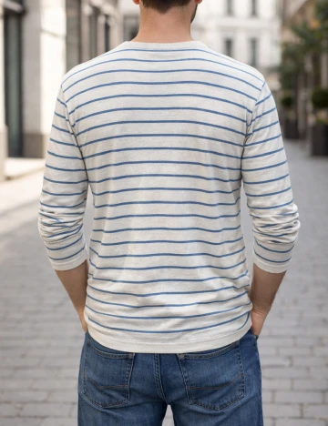 Bluza Pull&Bear, alb/albastru