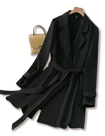 Trench SHEIN CURVE, negru