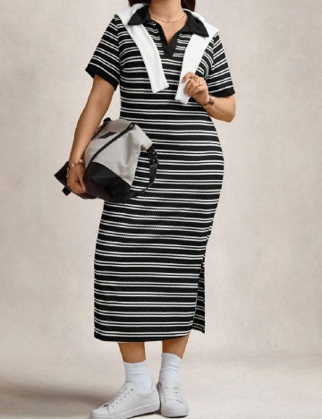 
						Rochie medie SHEIN CURVE, negru/alb