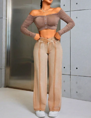 Pantaloni SHEIN, maro deschis