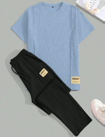 Compleu SHEIN, albastru/negru