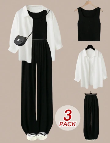 Compleu SHEIN CURVE, alb/negru