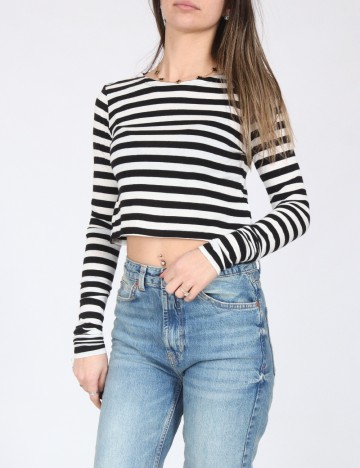 
						Top Zara, alb/negru